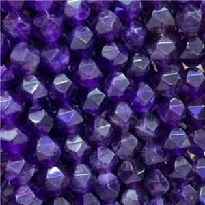 Amethyst Beads, star-cutting, deep-purple, approx 8mm dia