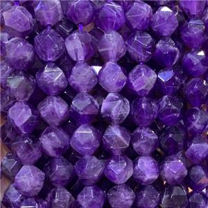 purple Amethyst Beads, star-cutting, approx 6mm dia