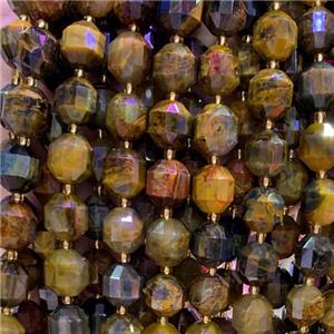 Tiger bullet beads, faceted, approx 12mm dia