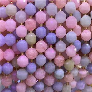 faceted Morganite bullet beads, multicolor, approx 10mm dia