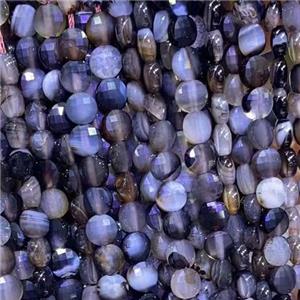 natural Agate Beads, faceted circle, approx 6mm dia