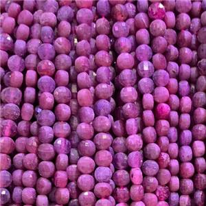 natural Ruby Beads, faceted circle, approx 4mm dia