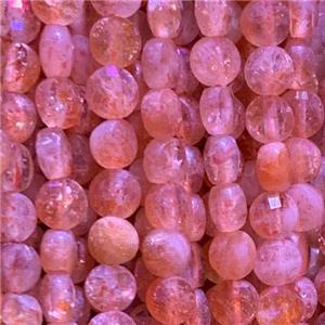 Strawberry Quartz Beads, faceted circle, approx 4mm dia
