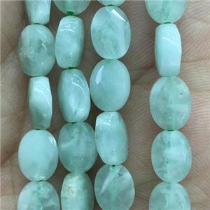 green Angelite Beads, faceted oval, approx 6x8mm
