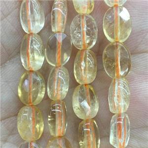 yellow Citrine Beads, faceted oval, approx 8x10mm