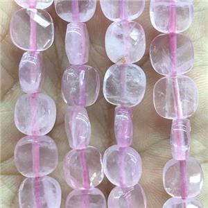pink Rose Quartz Beads, faceted square, approx 8x8mm