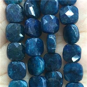 blue Apatite Beads, faceted square, approx 8x8mm