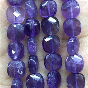 purple Amethyst Beads, faceted square, approx 8x8mm