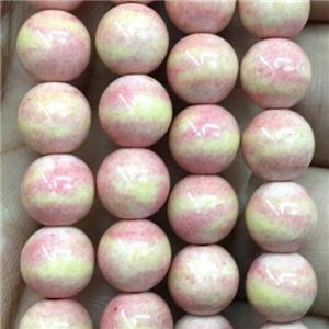 dichromatic round Alashan Agate Beads, pinkyellow, approx 8mm dia