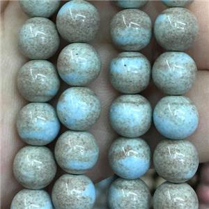 dichromatic round Alashan Agate Beads, blue, approx 10mm dia