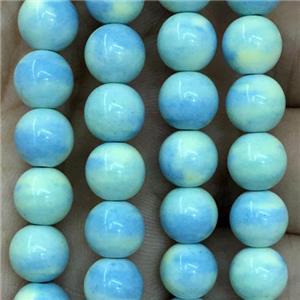 dichromatic round Alashan Agate Beads, blue, approx 8mm dia