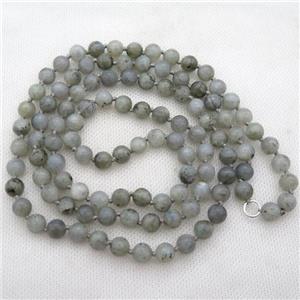 Labradorite mala chain for necklace with knot, approx 6mm, 108pcs per st