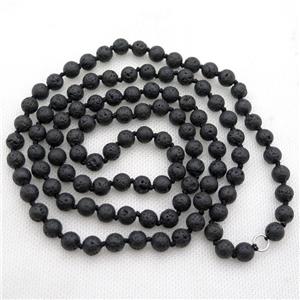 black Lava stone mala chain for necklace with knot, approx 8mm, 108pcs per st