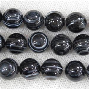 round natural Chinese Agate Beads, black, approx 12mm dia