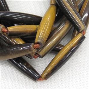 natural Tiger eye stone rice beads, approx 10x30mm, 12pcs per st