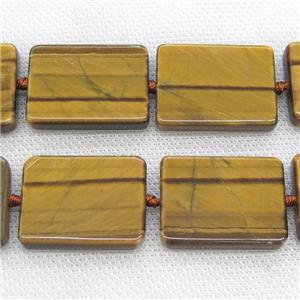 yellow Tiger eye stone rectangle beads, approx 22x32mm