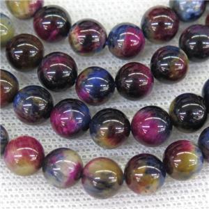 round Tiger eye stone beads, multi-color, approx 12mm dia