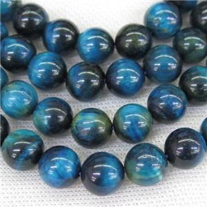 round Tiger eye stone beads, blue, approx 8mm dia