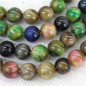 round Tiger eye stone beads, mix color, approx 12mm dia