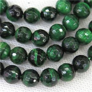 faceted round green Tiger eye stone beads, approx 10mm dia