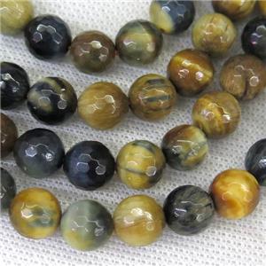 faceted round fancy Dream Tiger eye stone beads, approx 6mm dia