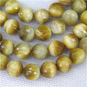faceted round golden Tiger eye stone beads, approx 12mm dia