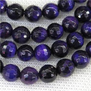 faceted round Tiger eye stone beads, lavender, approx 12mm dia