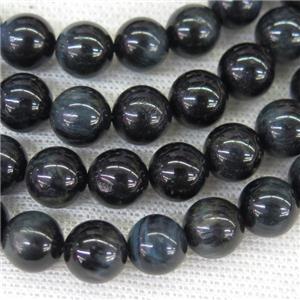 round Tiger eye stone beads, inkgray, approx 12mm dia