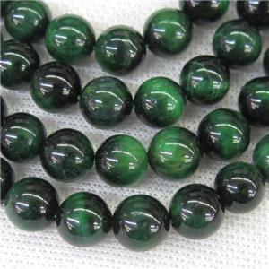 round Tiger eye stone beads, green, approx 12mm dia