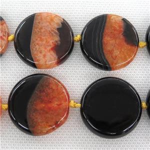 orange Druzy Agate circle coin beads, approx 30mm dia