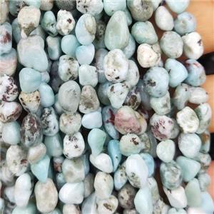 blue Larimar chip beads, freeform, AB-grade, approx 5-8mm