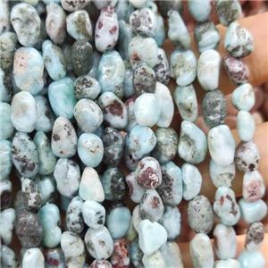 blue Larimar chip beads, freeform, B-grade, approx 4-7mm