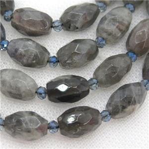 Labradorite Beads, faceted rice, approx 9x14mm