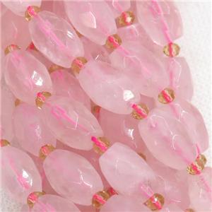 Rose Quartz Beads, faceted rice, approx 9x14mm