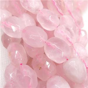 Rose Quartz beads, faceted freeform, approx 10-18mm
