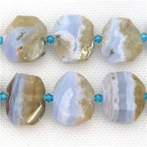 blue Lace Agate Beads, faceted rectangle, approx 20-23mm
