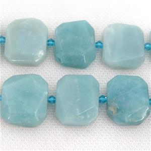 blue Amazonite Beads, faceted rectangle, approx 20-23mm
