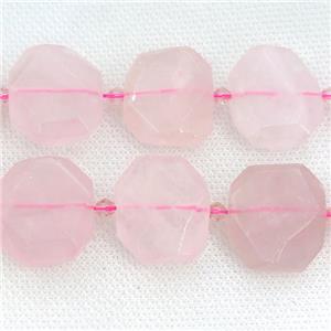 Rose Quartz Beads, faceted rectangle, approx 20-23mm