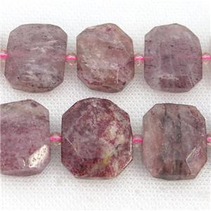 Strawberry Quartz Beads, faceted rectangle, approx 20-23mm