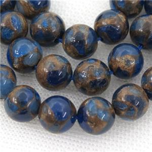 Assembled Gemstone Beads, round, royalblue, approx 4mm dia