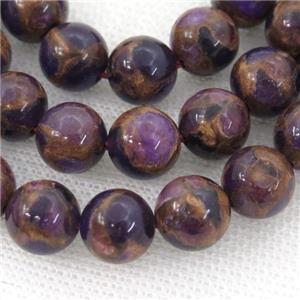 Assembled Gemstone Beads, round, purple, approx 10mm dia