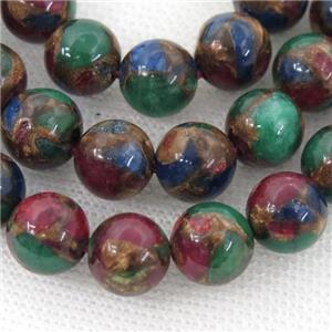 Assembled Gemstone Beads, round, multicolor, approx 10mm dia