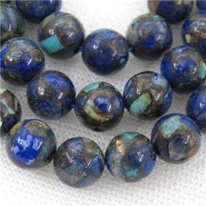 Assembled Azurite Beads, round, approx 12mm dia