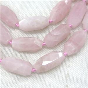 Rose Quartz Beads, faceted rice, approx 13-30mm