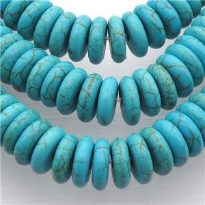 blue synthetic Turquoise heishi beads, approx 3x16mm