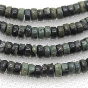 new Rhyolite heishi beads, green, approx 2x4mm