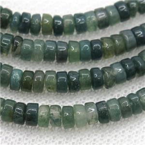 green Moss Agate heishi beads, approx 2x4mm