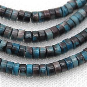 blue Rainforest stone heishi beads, approx 2x4mm