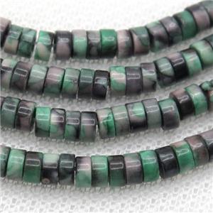 green Rainforest jasper heishi beads, approx 2x4mm
