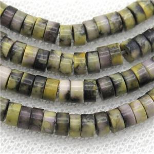 yellow Rainforest jasper heishi beads, approx 2x4mm